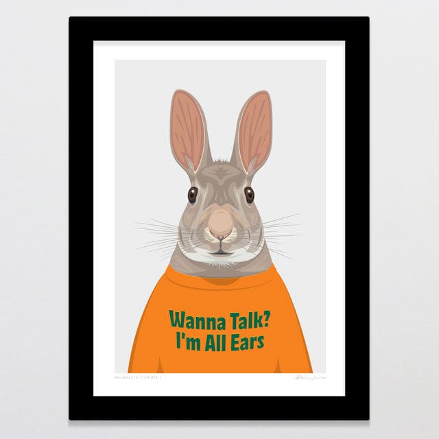 Glenn Jones Art Animals In T-shirts 7 Art Print Art Print A4 / Black