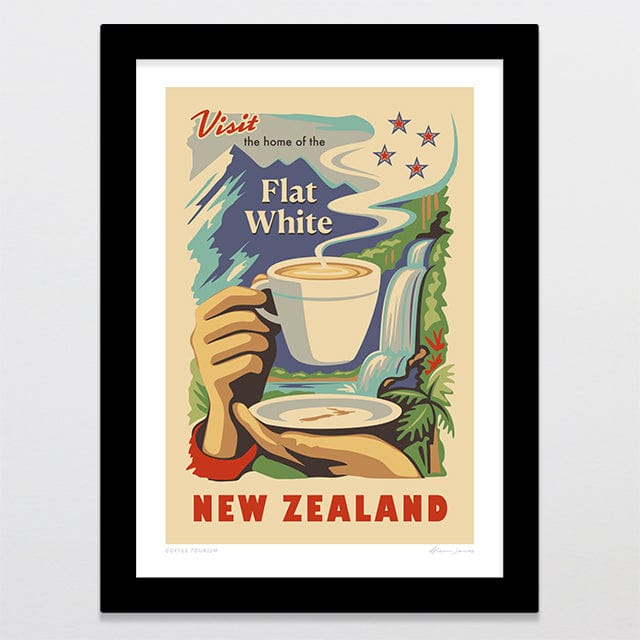Glenn Jones Art Coffee Tourism Art Print Art Print A4 / Black