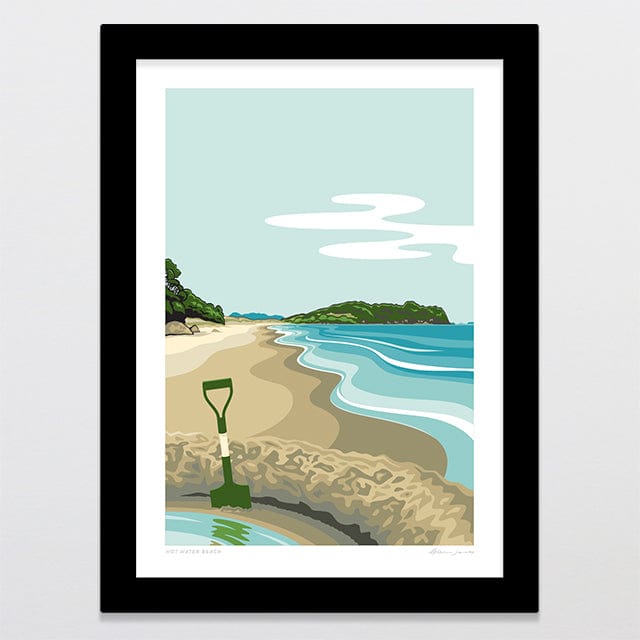Glenn Jones Art Hot Water Beach Art Print Art Print A4 / Black