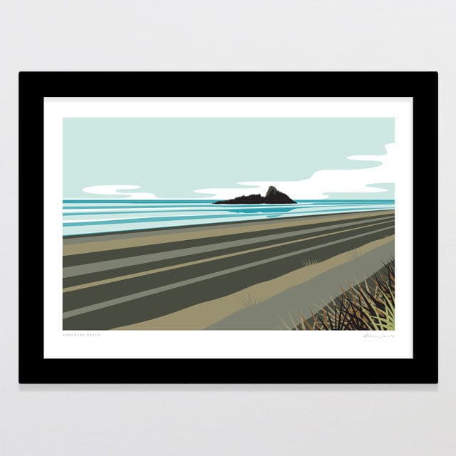Glenn Jones Art Karekare Beach Art Print Art Print A4 / Black