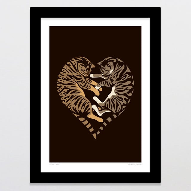 Glenn Jones Art Love Cats Art Print Art Print A4 / Black