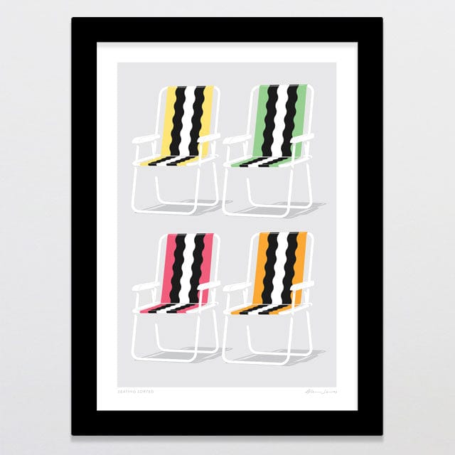 Glenn Jones Art Seating Sorted Art Print Art Print A4 / Black