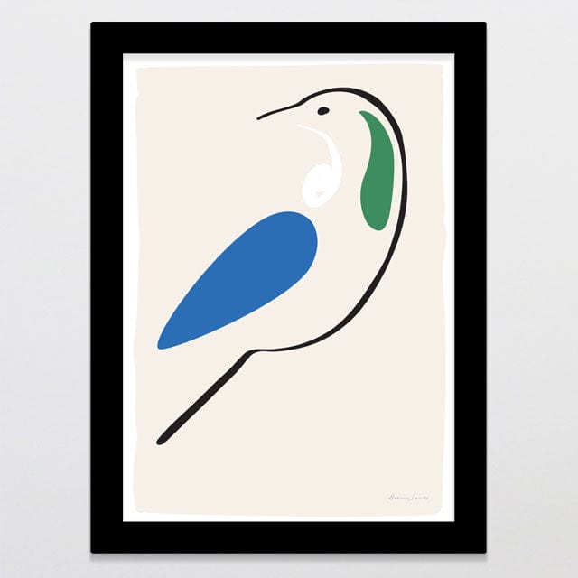 Glenn Jones Art Tui Ink Bird Art Print A4 / Black