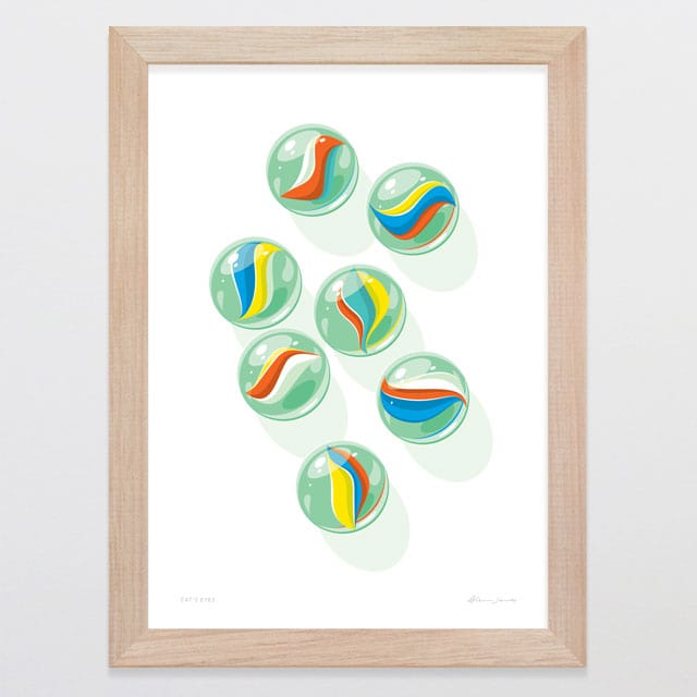 Glenn Jones Art Cat's Eyes Art Print Art Print A4 / Oak