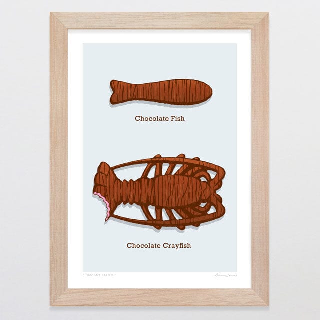 Glenn Jones Art Chocolate Crayfish Art Print Art Print A4 / Oak