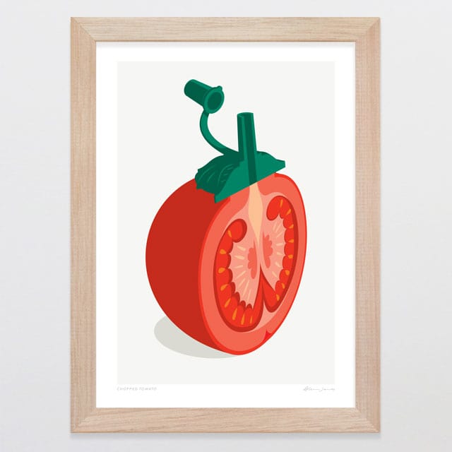 Glenn Jones Art Chopped Tomato Art Print Art Print A4 / Oak