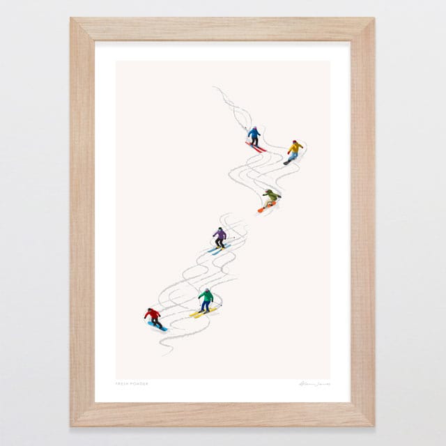 Glenn Jones Art Fresh Powder Art Print Art Print A4 / Oak