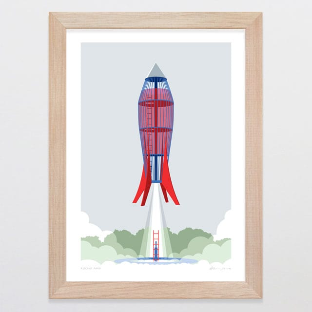 Glenn Jones Art Rocket Park Art Print Art Print A4 / Oak