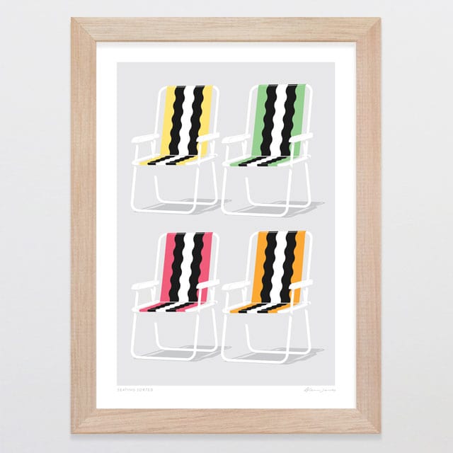 Glenn Jones Art Seating Sorted Art Print Art Print A4 / Oak