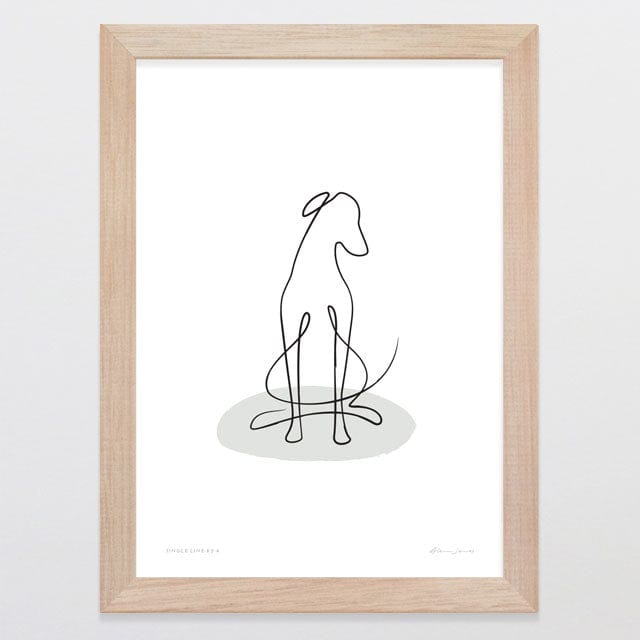 Glenn Jones Art Single Line K9 4 Art Print A4 / Oak