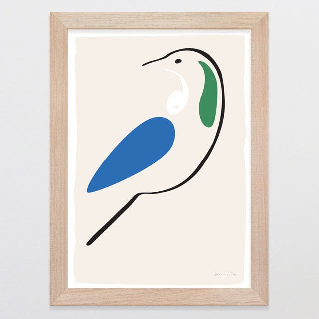 Glenn Jones Art Tui Ink Bird Art Print A4 / Oak