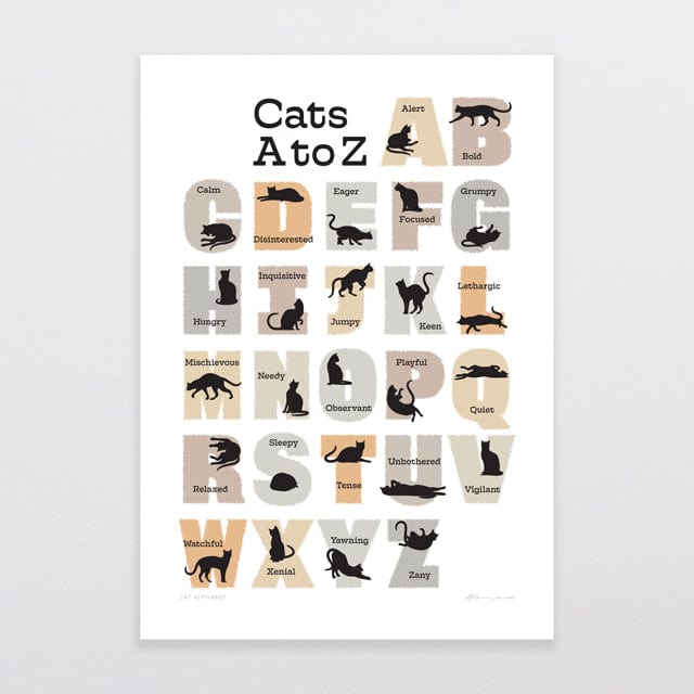 Glenn Jones Art Cat Alphabet Art Print Art Print A4 / Unframed