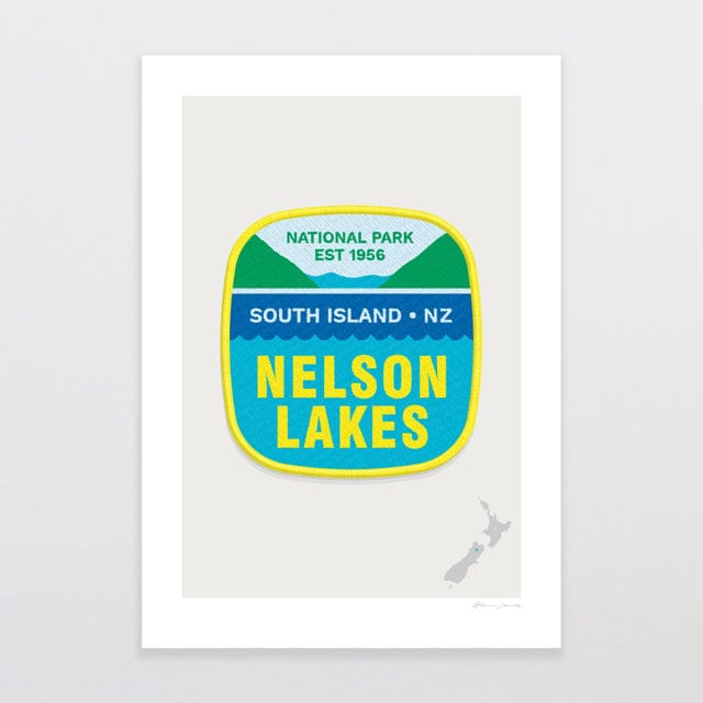 Glenn Jones Art National Park Patch - Nelson Lakes Art Print Art Print A4 / Unframed