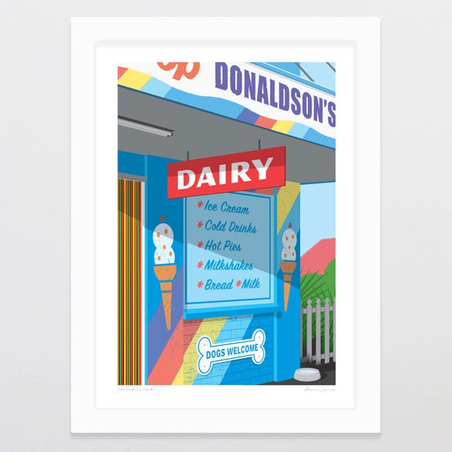 Glenn Jones Art Favourite Dairy Art Print Art Print A4 / White