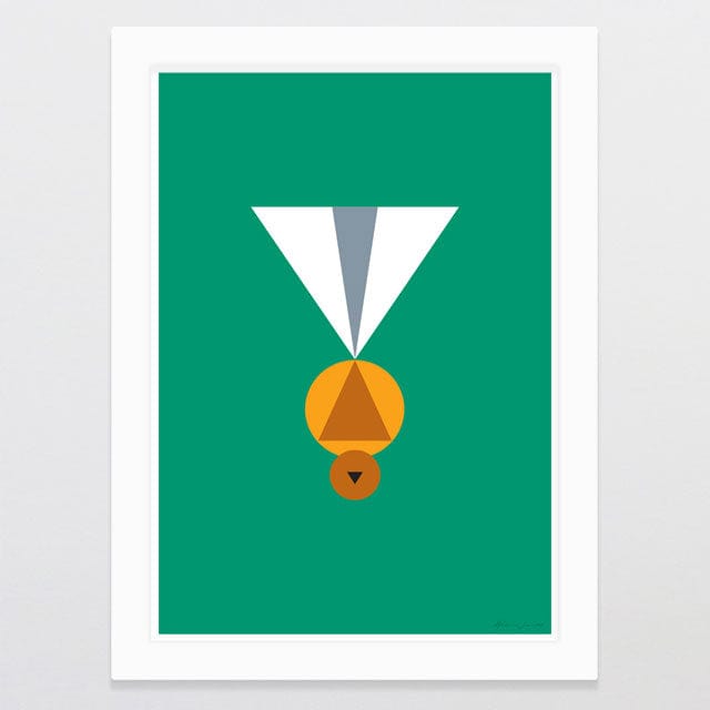 Glenn Jones Art Geometric Piwakawaka Art Print A4 / White