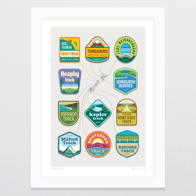Glenn Jones Art Great Walks Art Print Art Print A4 / White