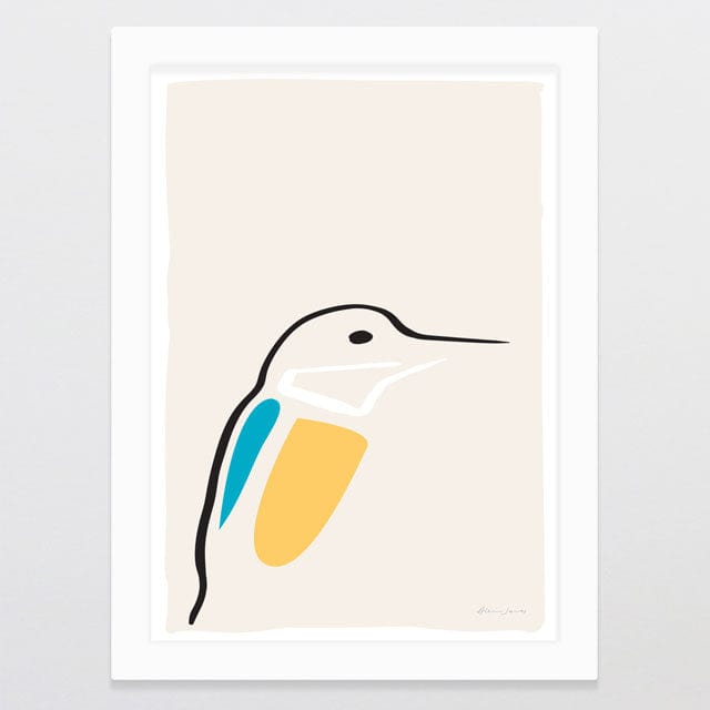 Glenn Jones Art Kotare Ink Bird Art Print A4 / White