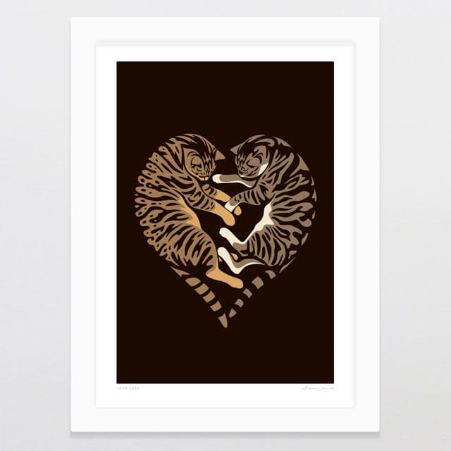 Glenn Jones Art Love Cats Art Print Art Print A4 / White
