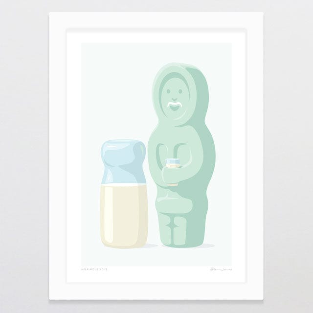 Glenn Jones Art Milk Moustache Art Print Art Print A4 / White