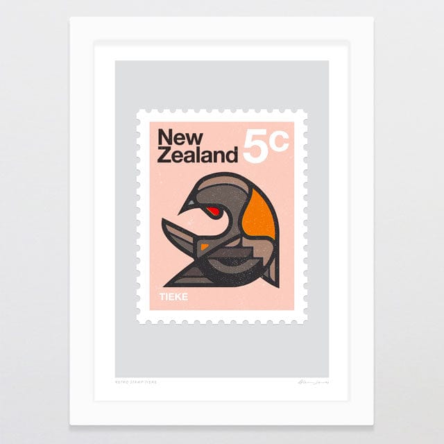 Glenn Jones Art Retro Stamp Tieke Art Print Art Print A4 / White