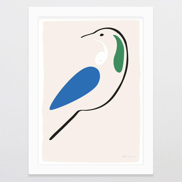 Glenn Jones Art Tui Ink Bird Art Print A4 / White