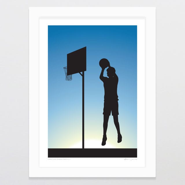 Glenn Jones Art Practice Makes Perfect - Basketball Art Print Art Print