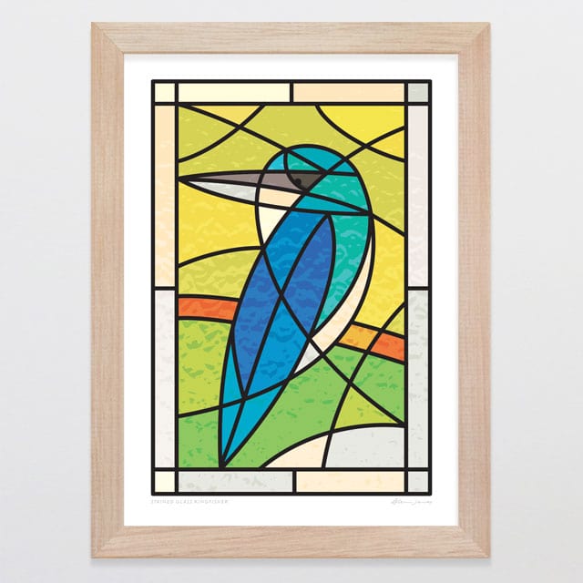 Glenn Jones Art Stained Glass Kingfisher Art Print Art Print