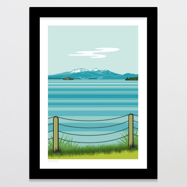 Glenn Jones Art Lake Taupo Art Print Art Print A4 / Black