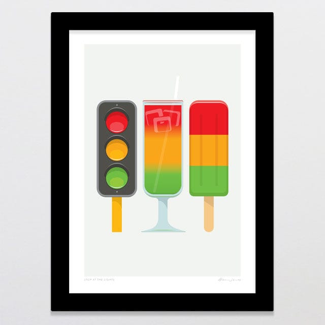 Glenn Jones Art Stop At The Lights Art Print Art Print A4 / Black