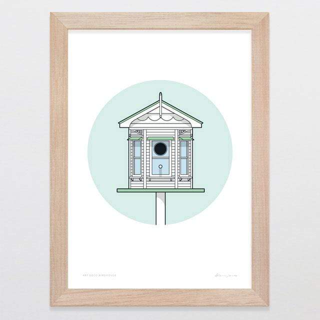 Glenn Jones Art Birdhouse Villa Art Print Art Print A4 Print / Raw Oak Frame