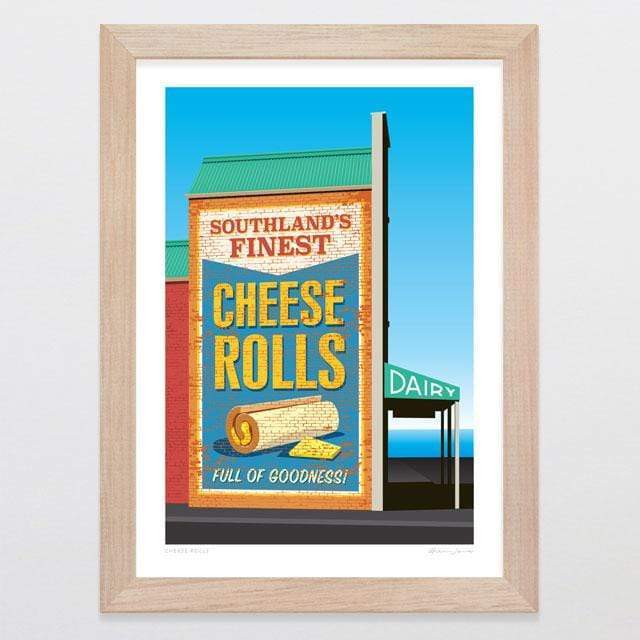 Glenn Jones Art Cheese Rolls Art Print Art Print A4 Print / Raw Oak Frame