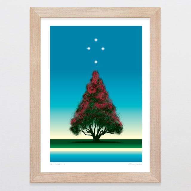 Glenn Jones Art Christmas Tree Art Print Art Print A4 Print / Raw Oak Frame