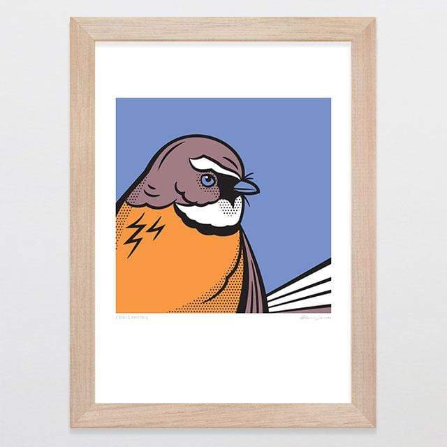Glenn Jones Art Comic Fantail Art Print Art Print A4 Print / Raw Oak Frame