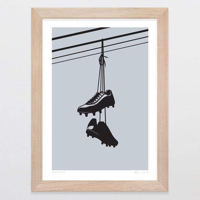 Glenn Jones Art Footy House Art Print Art Print A4 Print / Raw Oak Frame