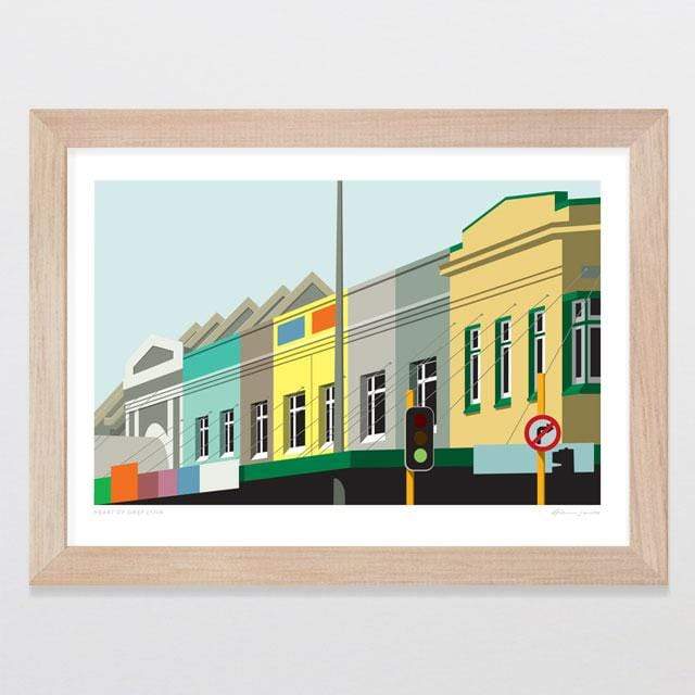 Glenn Jones Art Heart Of Grey Lynn Art Print Art Print A4 Print / Raw Oak Frame
