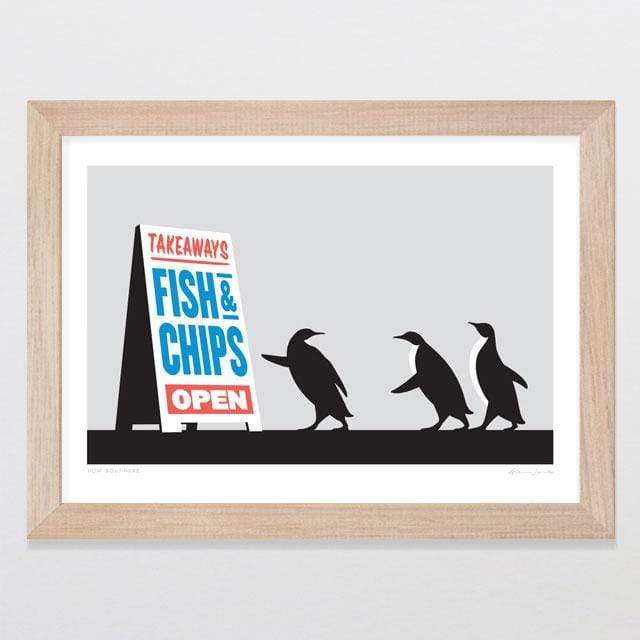 Glenn Jones Art How 'Bout Here Art Print Art Print A4 Print / Raw Oak Frame