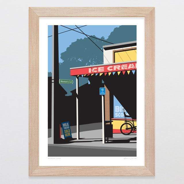 Glenn Jones Art Memory Lane Art Print Art Print A4 Print / Raw Oak Frame