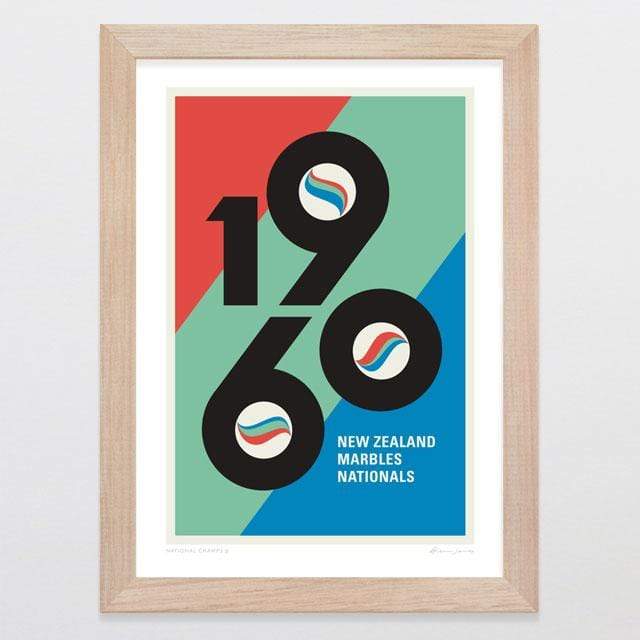 Glenn Jones Art National Champs 5 - Marbles Art Print Art Print A4 Print / Raw Oak Frame