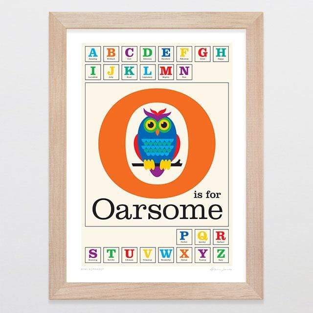 Glenn Jones Art O Is For Oarsome Art Print Art Print A4 Print / Raw Oak Frame