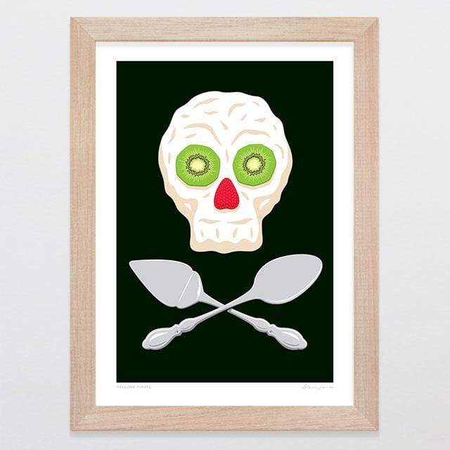 Glenn Jones Art Pavlova Pirate Art Print Art Print A4 Print / Raw Oak Frame