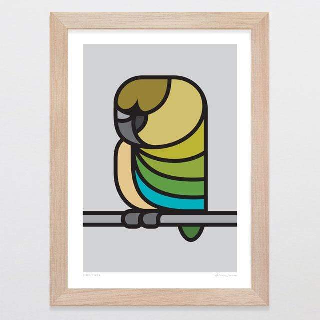 Glenn Jones Art Simply Kea Art Print Art Print Art Print A4 Print / Raw Oak Frame