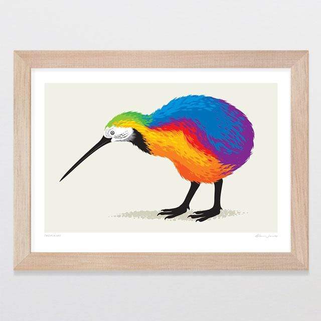 Glenn Jones Art Tropokiwi Art Print Art Print A4 Print / Raw Oak Frame