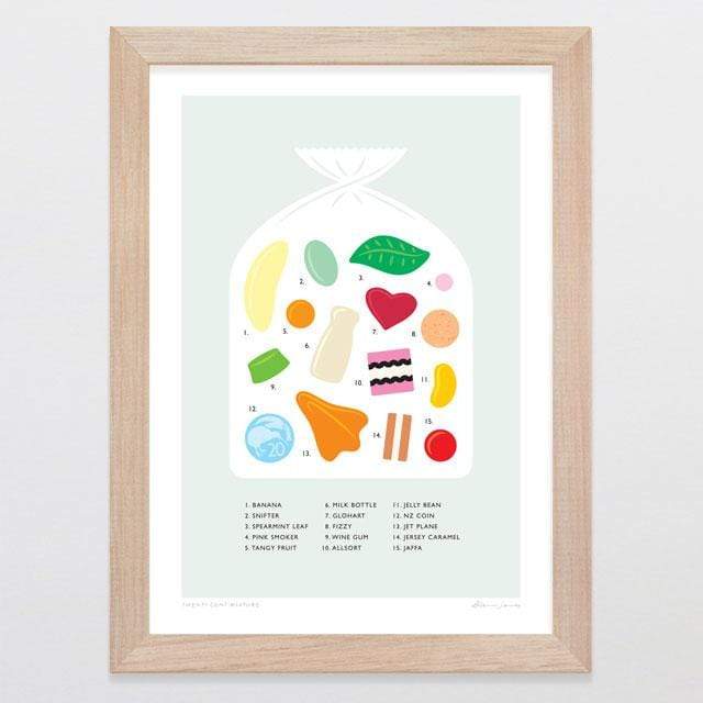 Glenn Jones Art Twenty Cent Mixture Art Print Art Print A4 Print / Raw Oak Frame