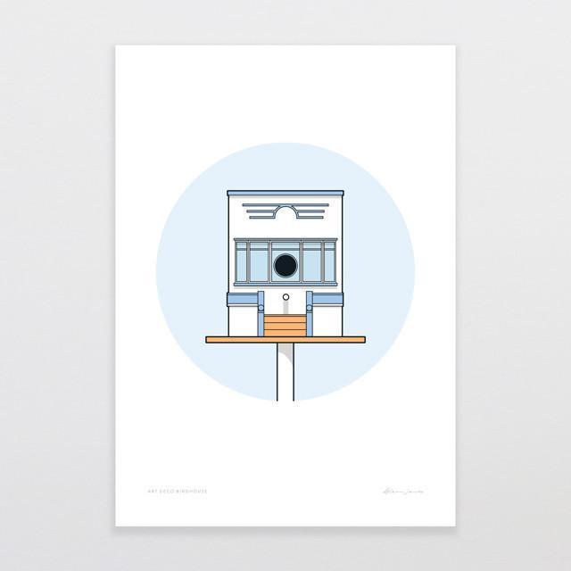 Birdhouse Art Deco Art Print-Glenn Jones Art