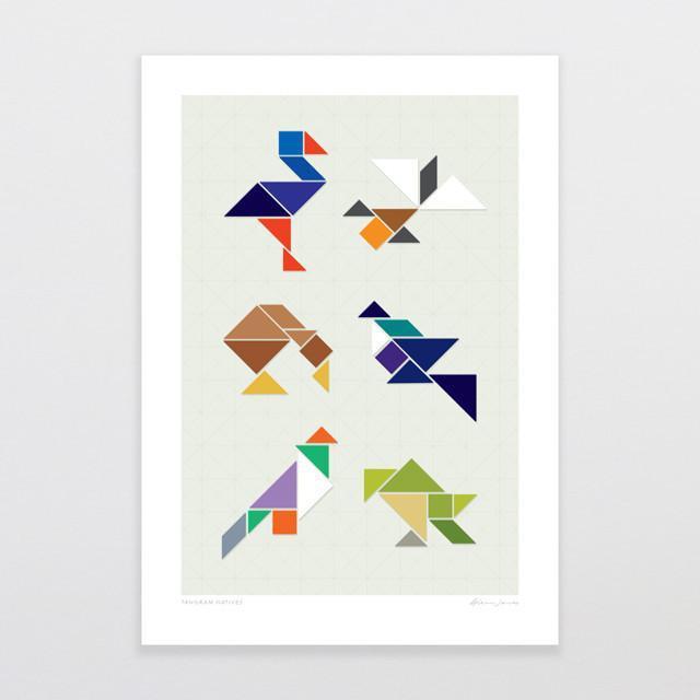 Tangram Natives Art Print-Glenn Jones Art