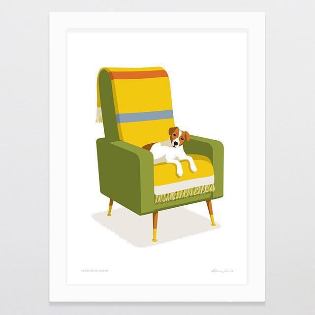 Glenn Jones Art Favourite Chair Art Print Art Print A4 Print / White Frame