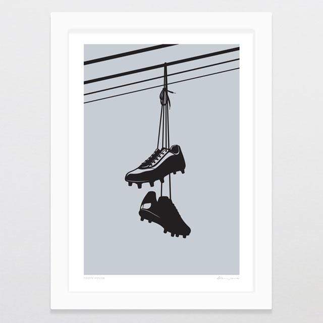 Glenn Jones Art Footy House Art Print Art Print A4 Print / White Frame