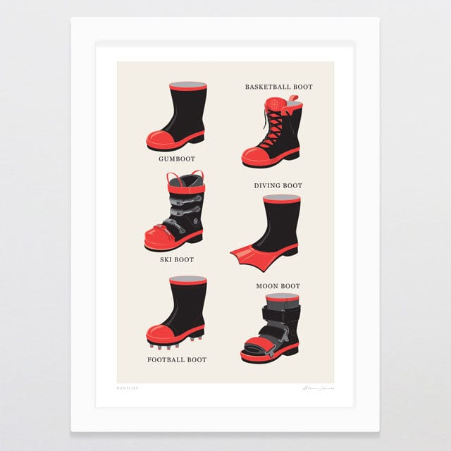 Glenn Jones Art Boots On Art Print Art Print A4 / White