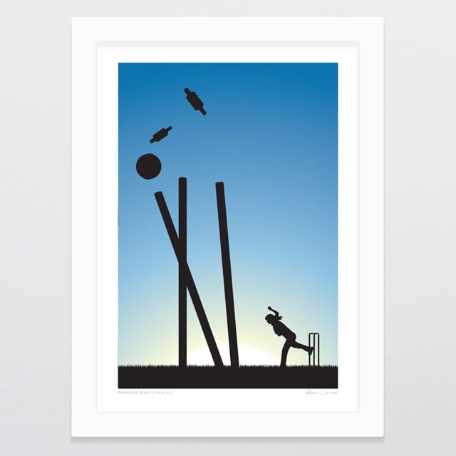 Glenn Jones Art Copy of Practice Makes Perfect - Cricket Girl Art Print Art Print A4 / White