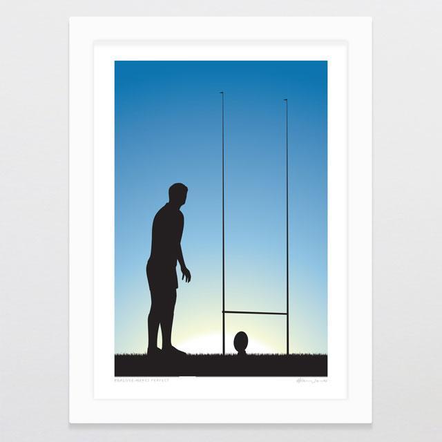 Glenn Jones Art Practice Makes Perfect - Rugby Boy Art Print Art Print A4 / White